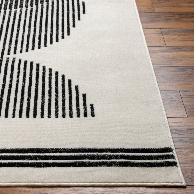 Machine Woven Beige/Black/Ivory Indoor Rug, Rectangle 152 x 213cm