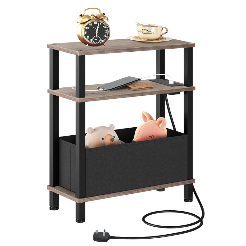Slim With Charging Station Side Table, Grey