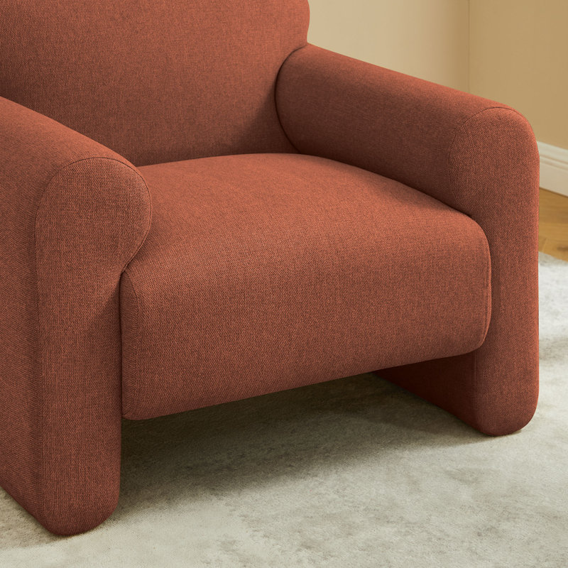 Fauteuil d'appoint rembourré 37 po Kimwana, Sergé de polyester orange rustique