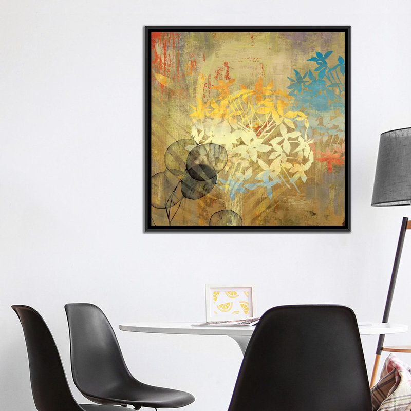 « wildflowers », impression sur toile, H 18 po x l 18 po x P 1,5 po, Toile avec cadre noir, Pas de tapis