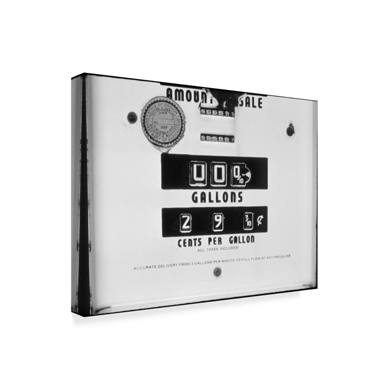 « gas pump », reproduction d’impression sur toile tendue, H 14 po x l 19 po x P 2 po