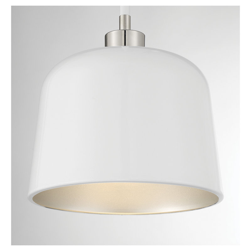 Ellisville 1 - Light Single Empire Pendant, Polished Nickel/White