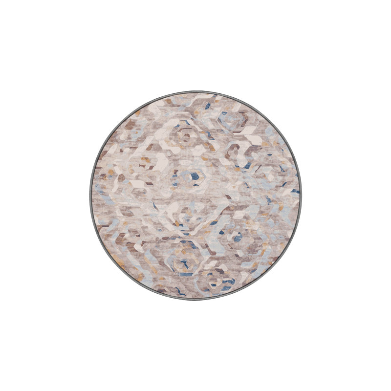 Machine Washable Gray Area Rug, Round 3'