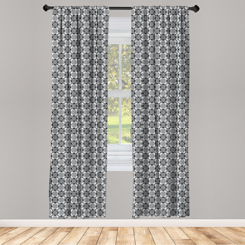 Rideaux 4 panneaux noirs et gris East Urban Home, L 56 po x L 95 po