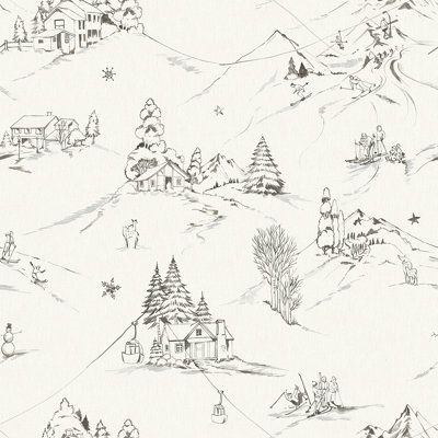 Mountain Side Charcoal Peel and Stick Wallpaper