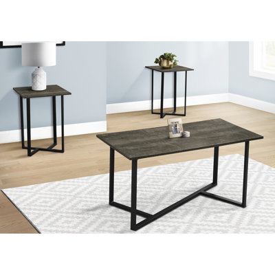 Table moderne pour le salon 3, surface stratifiée brun foncé, pieds en métal noir, tables basses et tables de bout, assemblage rapide de style contemporain, stratifié, métal, apparence gracieuse rectangulaire 2