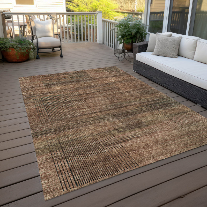 Malchow Washable Striped Indoor / Outdoor Rug, Rectangle 8' x 10'