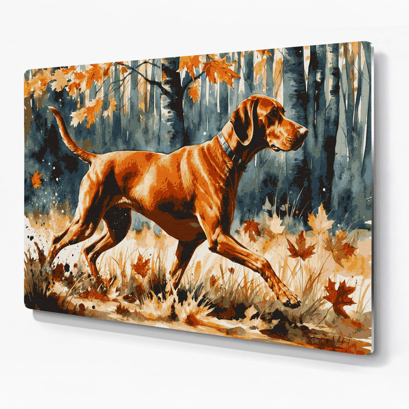 Chiens Vizsla, art mural en métal brun, H 20 po x l 24 po