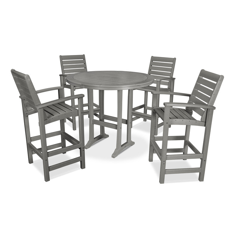 5 Piece Signature Bar Dining Set, Slate Gray