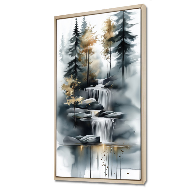 Chamberlin IV gris doré - impressions sur toile tropicales, art mural encadré, H 32 po x l 24 po, Cadre naturel flottant