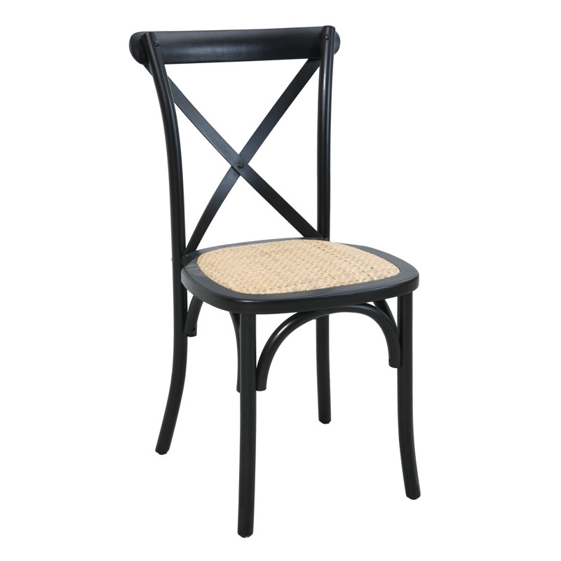 Heald 46cm H Fabric Upholstered Cross Back Dining Chair, Black