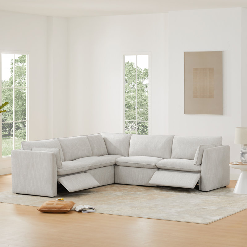 Greylan Modular Power Sectional, 35" H x 107" W x 107" D, Light Gray