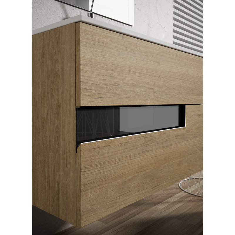 Malika 40'' Single Bathroom Vanity with Ceramic Top, cinnamon and black