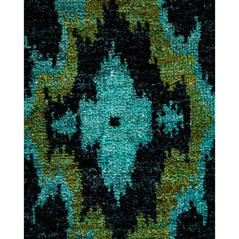 Tapis noué à la main Woodby, unique en son genre - noir