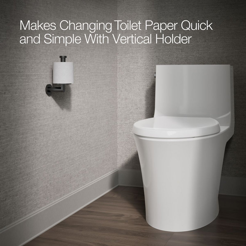 Vertical Wall Mount Toilet Paper Holder, Matte Black
