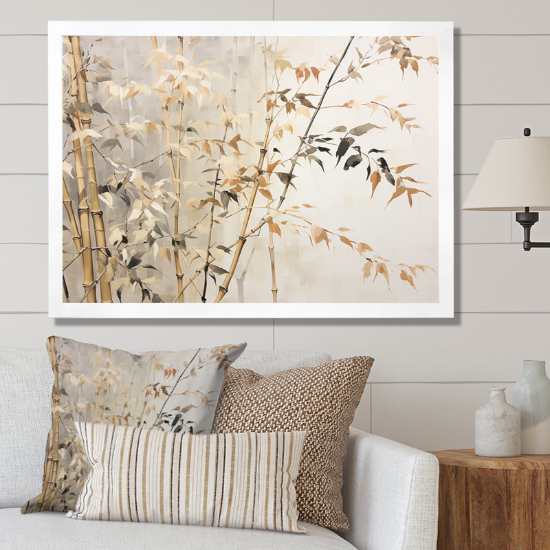 «Mute Bamboo Embrace IV», reproduction sur toile_106618, H 12 po x l 20 po x P 1 po, Cadre simple blanc