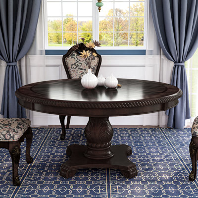 Round Solid Wood Base Dining Table