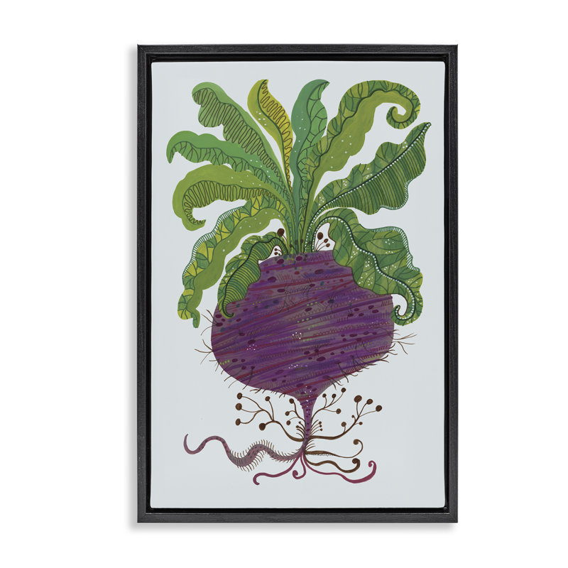 Cadre flottant stylisé de légumes de betterave rouge, design par Kay Widdowson, H 25 po x l 17 po