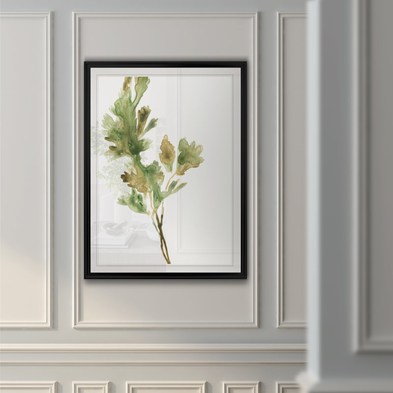 «Earthtone Herbs I», peinture sur toile, H 18,5 po x l 24,5 po x P 1,5 po, Cadre noir