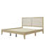 Lit plateforme en bois massif avec un design Mid-Century, ton naturel, tête de lit tissée, structure, lattes, supportant jusqu'à 800 livres, convient à différents styles de chambre à coucher, finition, densité de caoutchouc faible