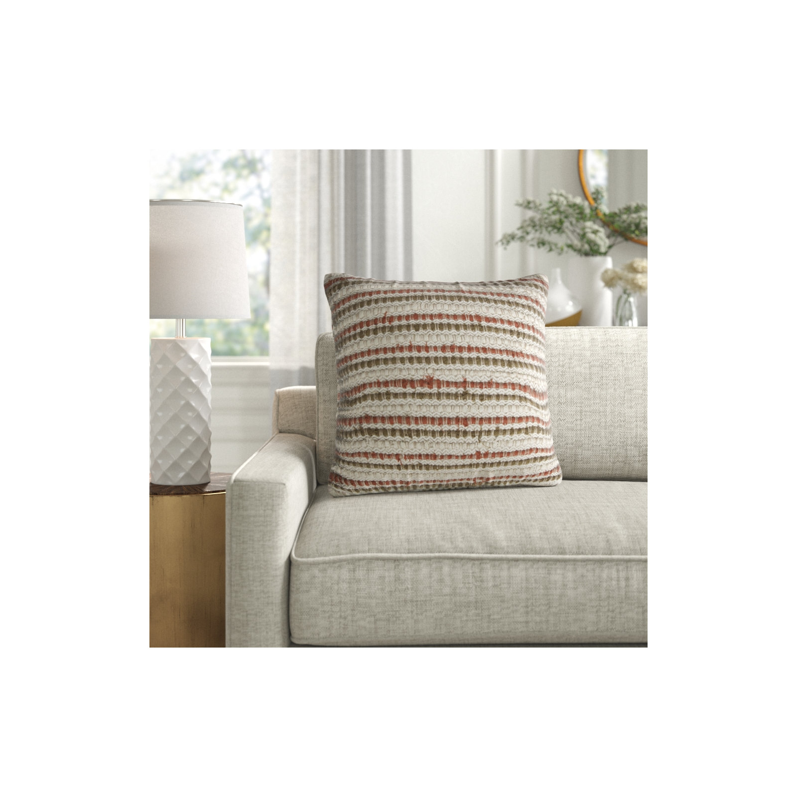 Allentown Striped Throw Pillow, Ivory