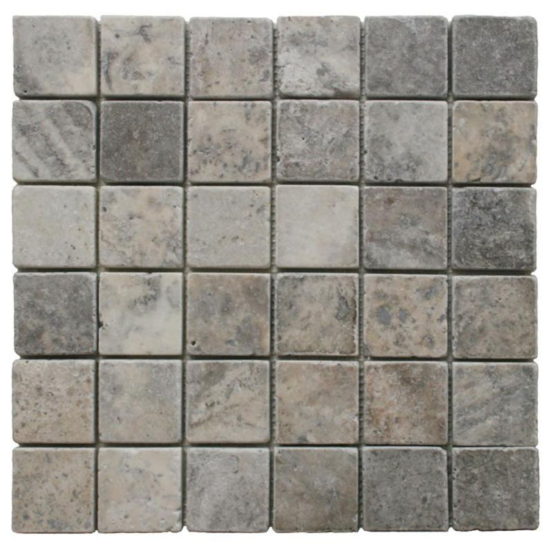 2" x 2" Travertine Grid Mosaic Wall & Floor Tile