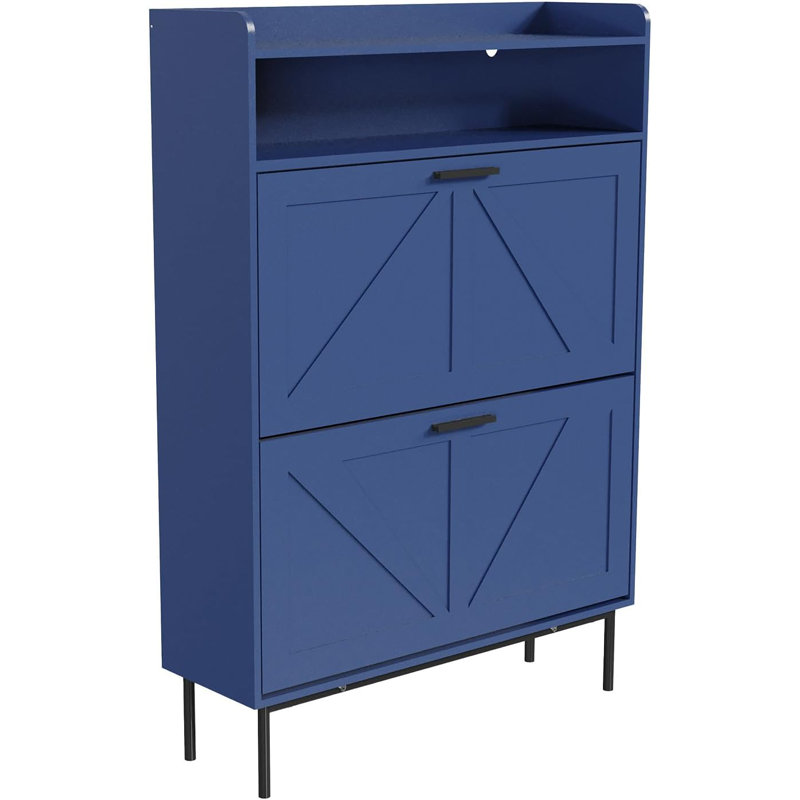Space-Saving Slim Shoe Cabinet for Closet Storage - Vertical Narrow Footwear Organizer for Wardrobe - Modern Minimalist Shoe Rack, Easy Assembly
