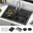 Delta Rivet™ Black Stainless Steel Drop-In Top Mount 16 Gauge Workstation Kitchen Sink Single Bowl-83603626