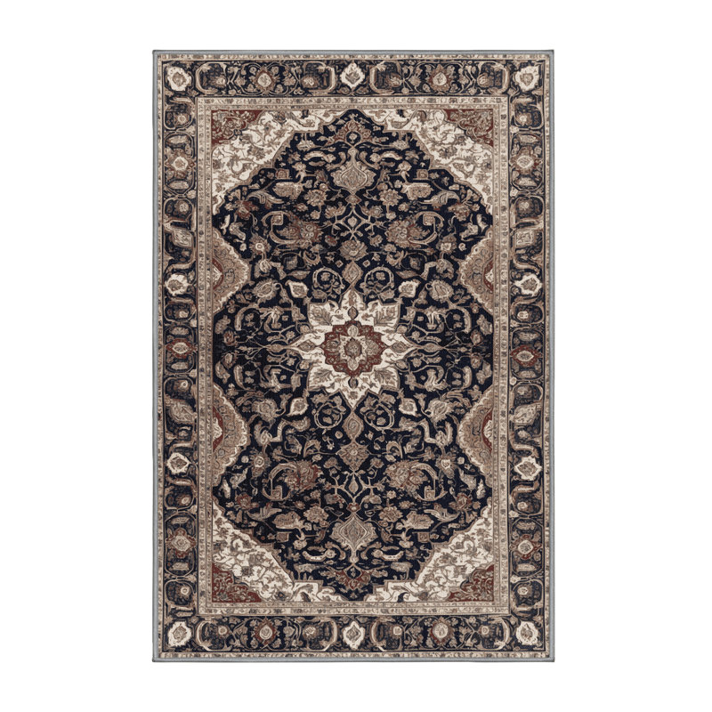 Tapis persan gris lavable à la machine, Rectangle 6 pi x 9 pi