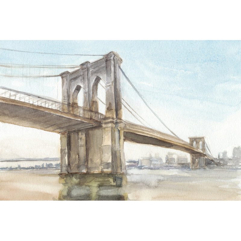 Iconic Watercolor Bridge II by Ethan Harper - Wrapped Canvas Print, 30cm H x 46cm W x 3.8cm D
