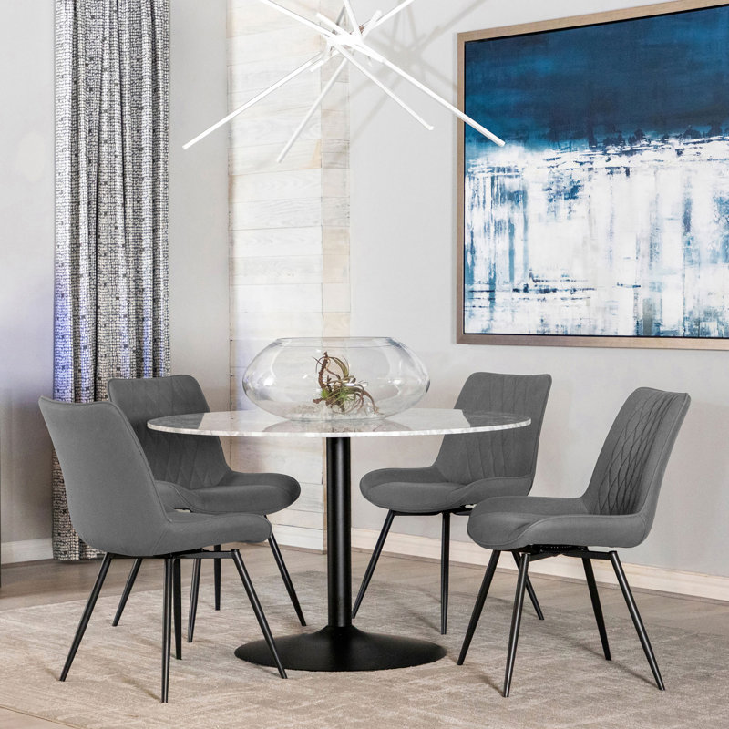 Round Dining Table in White and Black