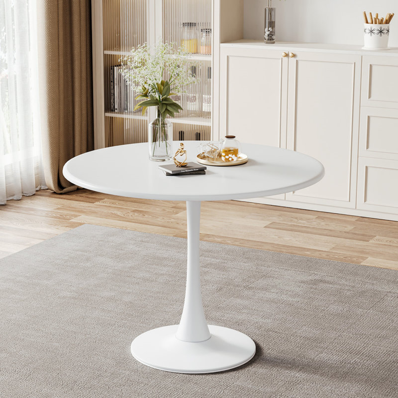 Menk Round Metal Dining Table, White