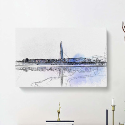 Seoul Skyline in South Korea in Abstract - Wrapped Canvas