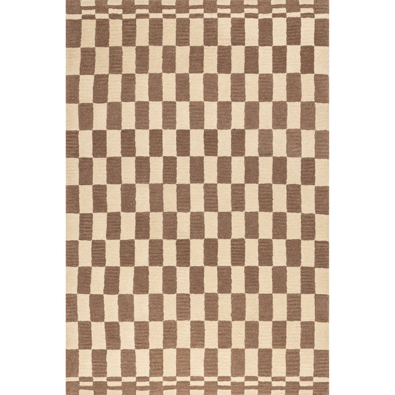 Kia Checkerboard Wool Area Rug, Runner 2'6" x 8'