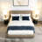 Modern Dark Beige Tweed Upholstered Queen Bed
