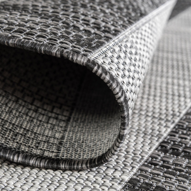 Tapis rayé gris anthracite / gris Hay Bale, Carré 13 pi