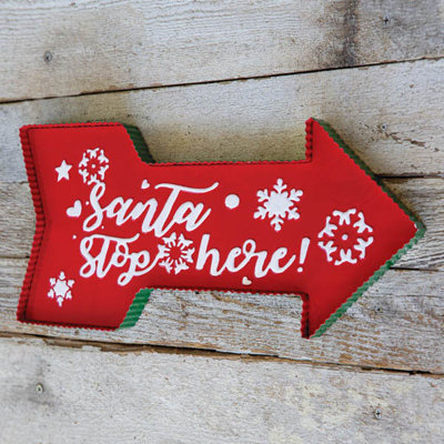 Santa Stop Here Arrow Wall Sign