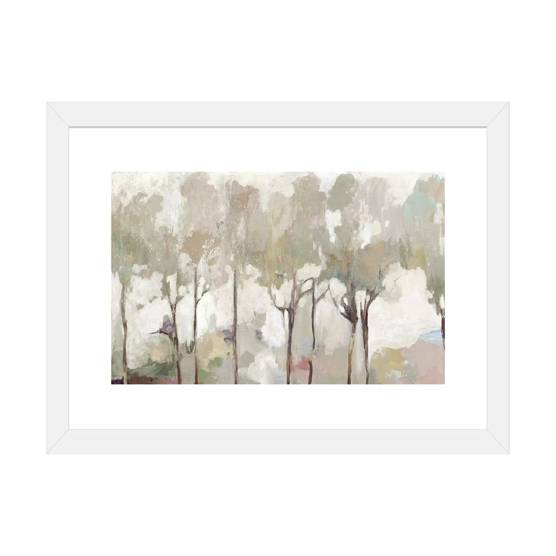 "Soft pastel Forest" par Allison Pearce, reproduction d’art, Papier encadré noir, H 24 po x l 32 po x P 1 po, Blanc