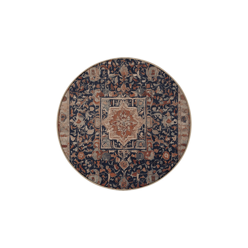 Machine Washable Brown Area Rug, Round 3'