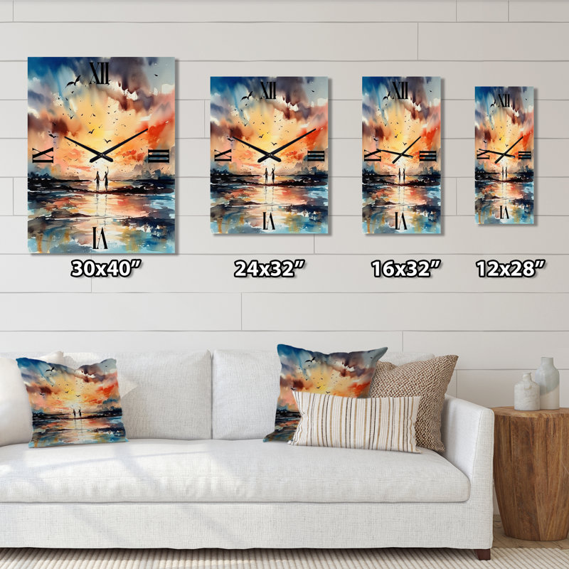 Jarelys - Horloges murales de plage Modern Landscape, H 28 po x l 12 po x P 1 po