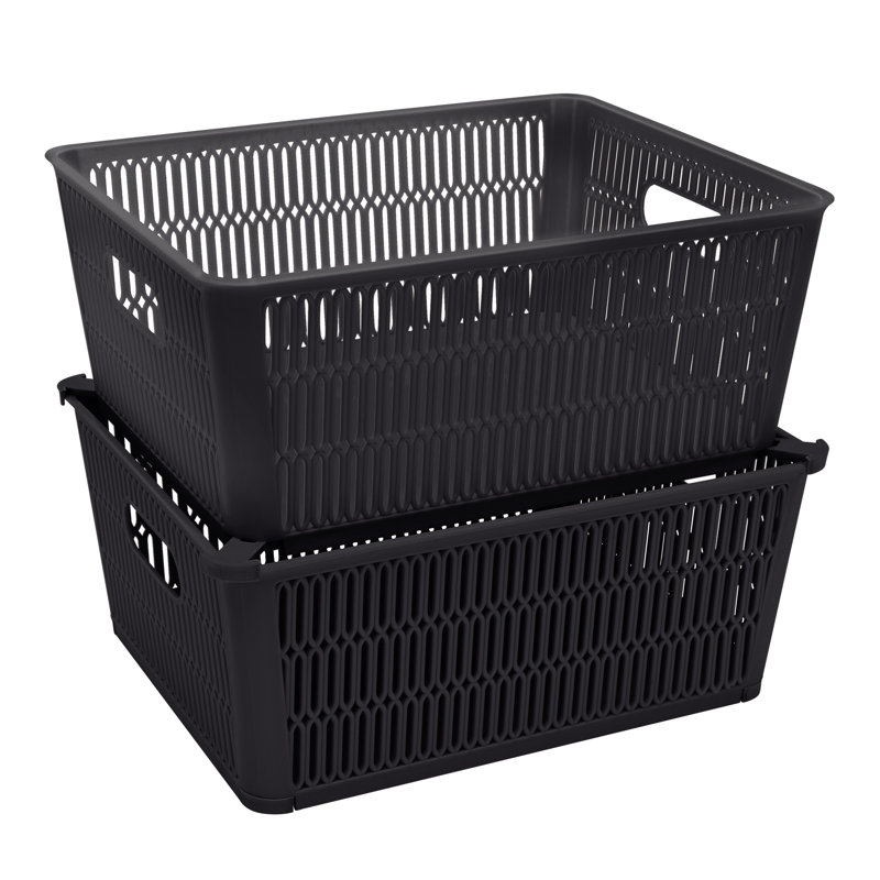 Ensemble de bacs en plastique Slide, Noir, H 4,49 po x l 6,5 po x P 11,38 po