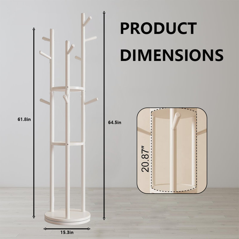 Portemanteau autoportant en bois massif, Blanc