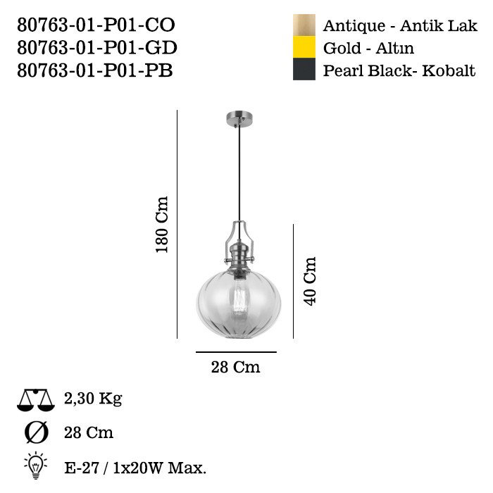 Lustre antique en laque, structure en métal, hauteur réglable 19,7 - 74,8 pouces | Capuchon en verre de diamètre de 11 po, plaque de base 10 x 10 x 1,0 po | 1 x douille E27 de 40 W maximum (ampoule non incluse) | Éclairage élégant pour la salle à manger et les espaces de vie