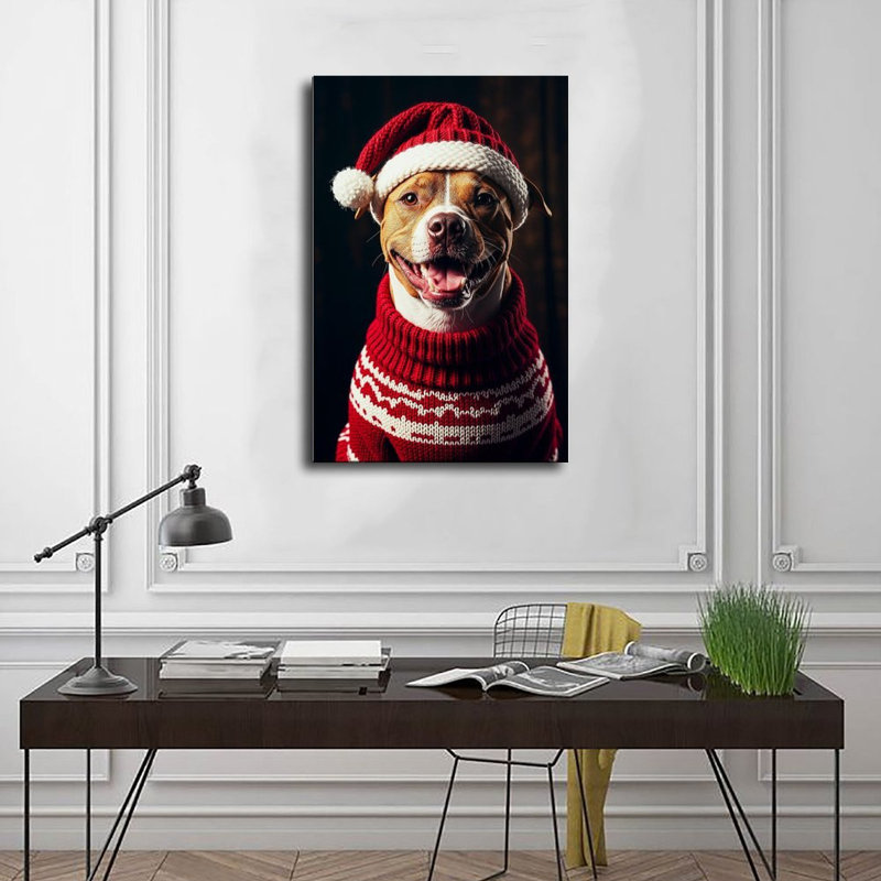 Reproduction d'art sur toile, "Mignon chien de Noël", 12 po x 18 po