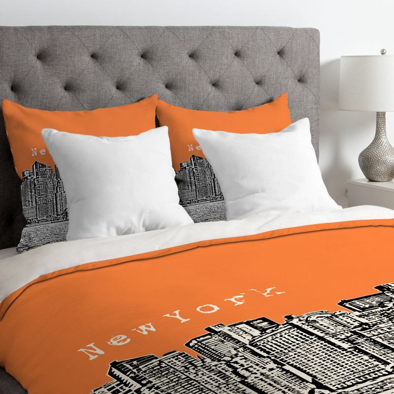 Bird Ave Modern & Contemporary Polyester Duvet Cover, Queen, Orange