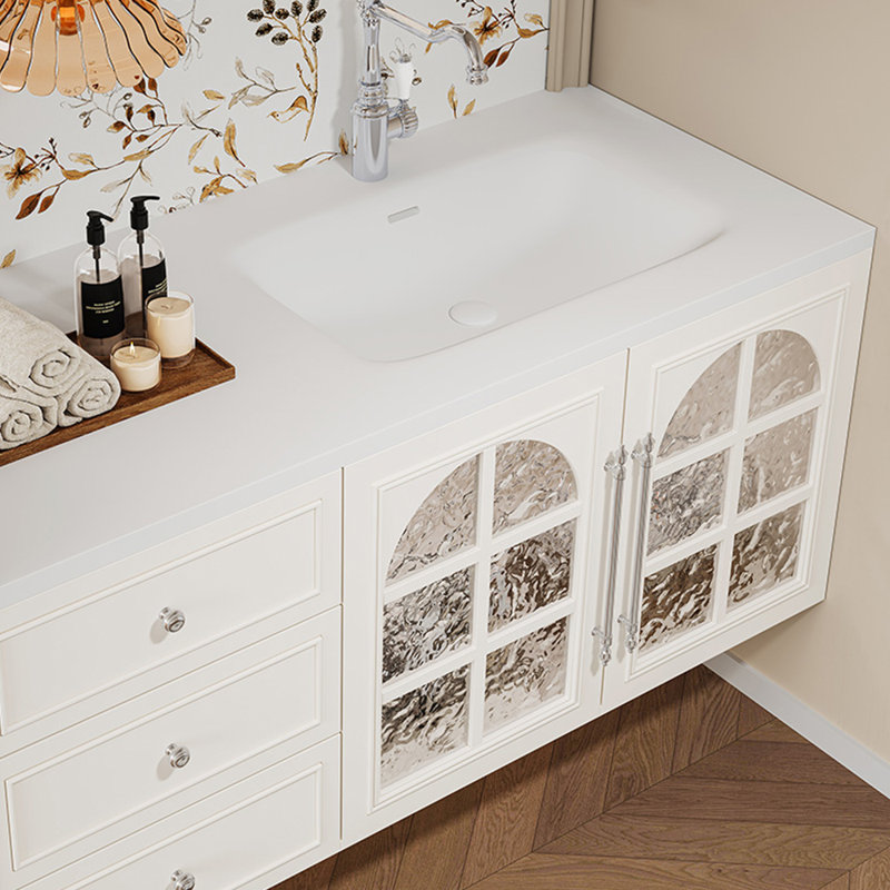 French style simple bathroom Vanity, White