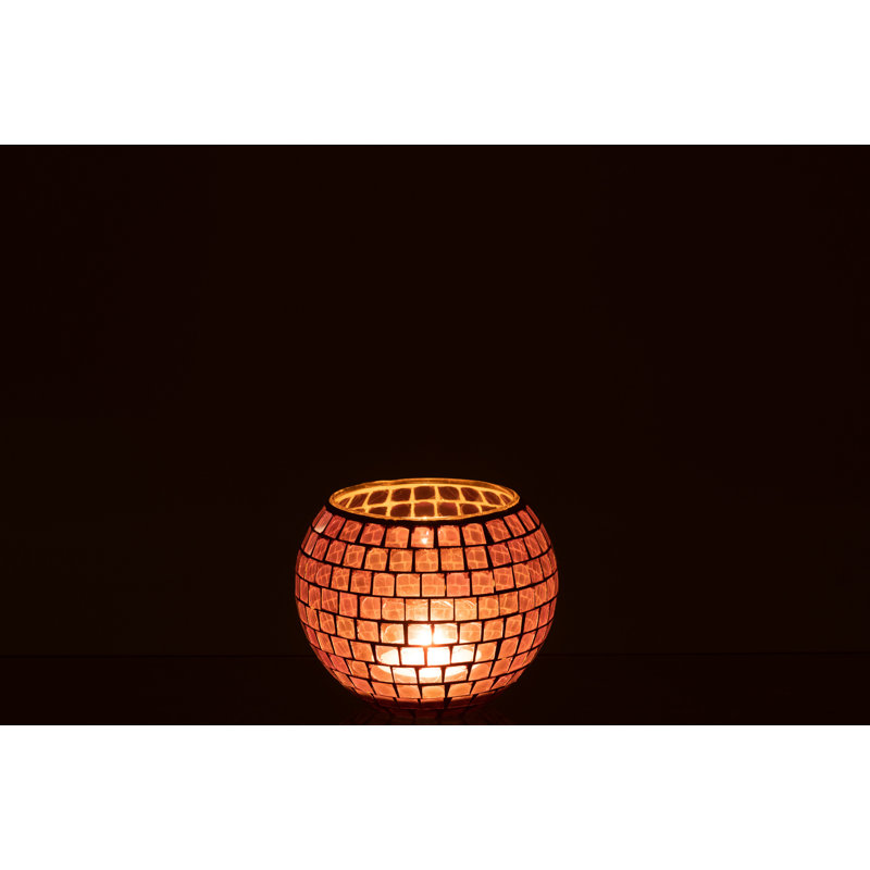 Glass Wall Tealight Holder, 12cm H x 15cm W x 15cm D, Purple