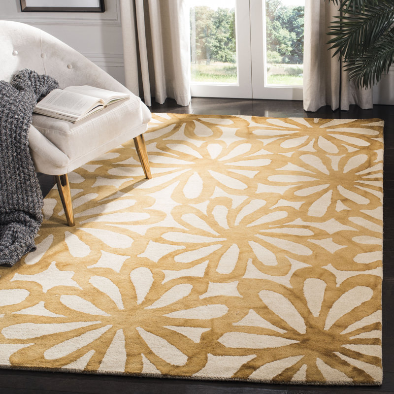 Tapis beige en laine / coton touffeté à la main Narmada, Tapis de couloir 2 pi 3 po x 6 pi