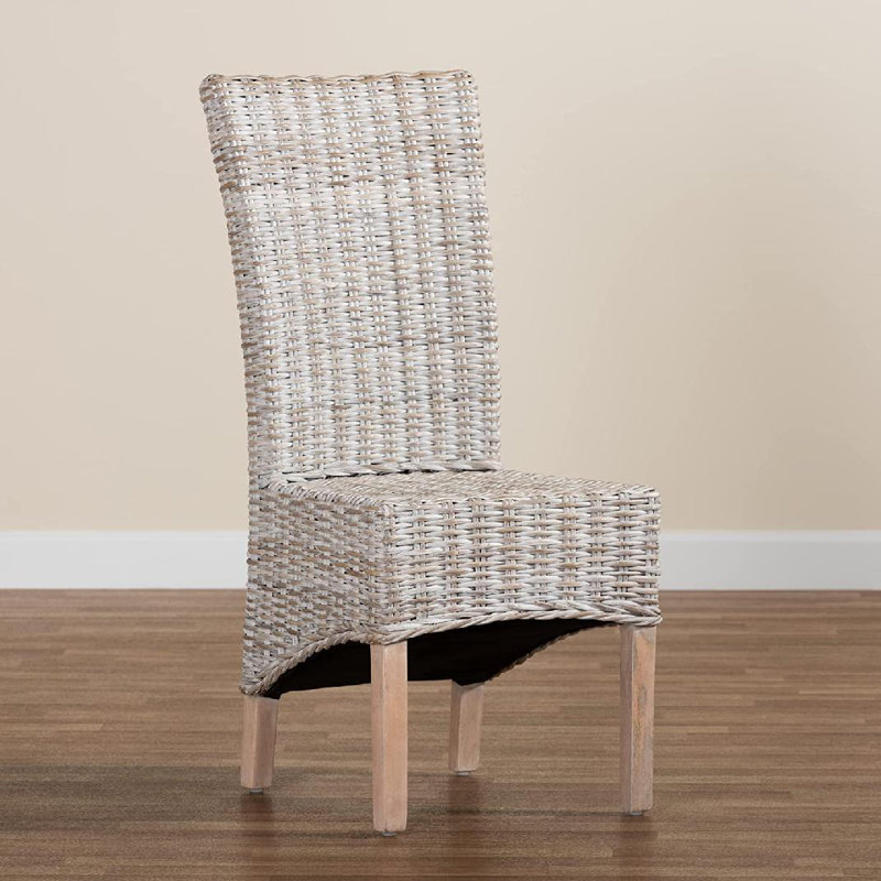 18.1'' H Upholstered Mahogany Parsons Chair, Whitewash, Walnut Brown