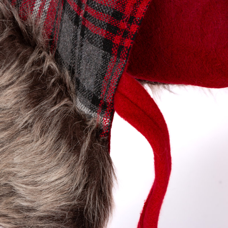 Red Buffalo Plaid Tree Skirt with Snowflake and Faux Fur Trim